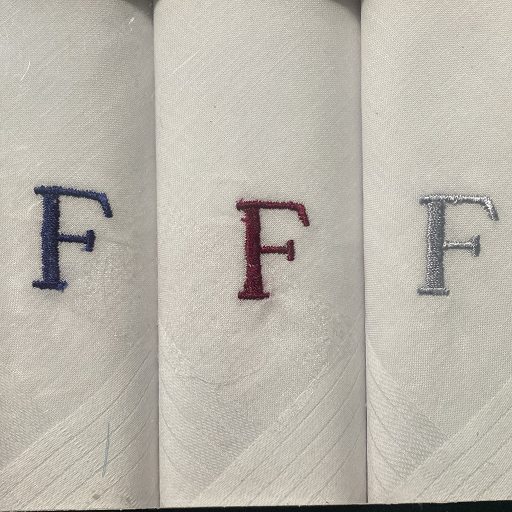 Pierre Cardin Monogrammed F Men's Cotton Handkerchiefs in sealed Package of 3 - Picture 3 of 7